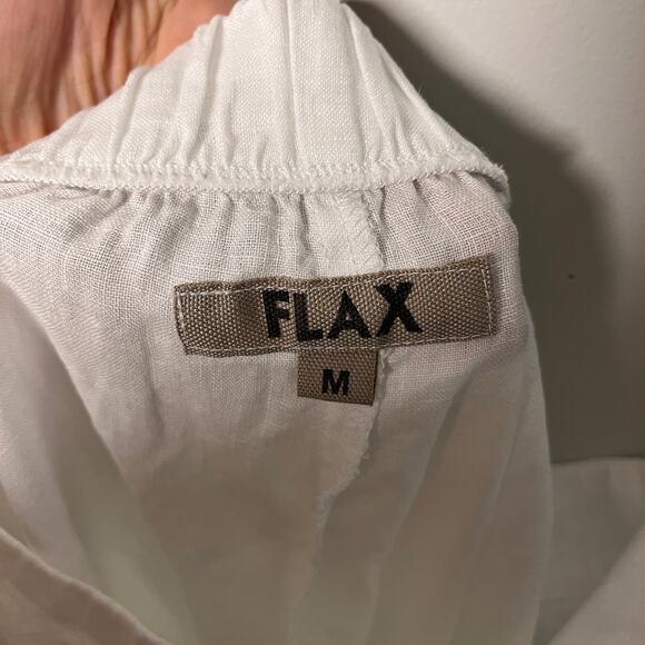 Flax Women's Pants Size Medium White Wide Leg Linen Minimalist Coverup Sheer - Picture 5 of 7